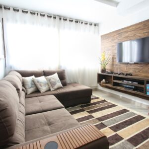 Brown Fabric Sectional Sofa